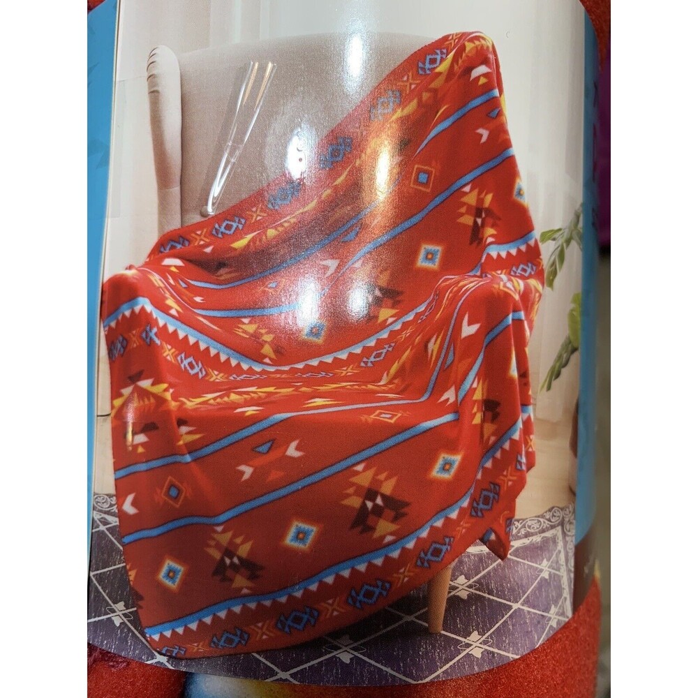 Aztec Western Cowgirl Red Full Size Silk Touch Blanket 60x50